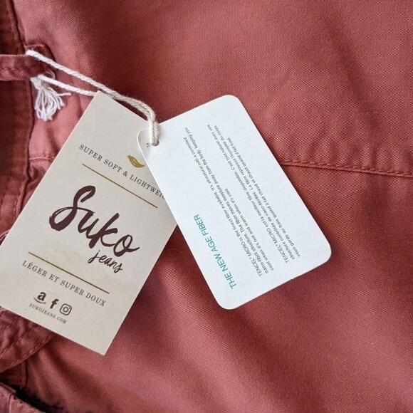 New SUKO jeans paper bag High rise lightweight rust red shorts size 12 @Y - Picture 5 of 10